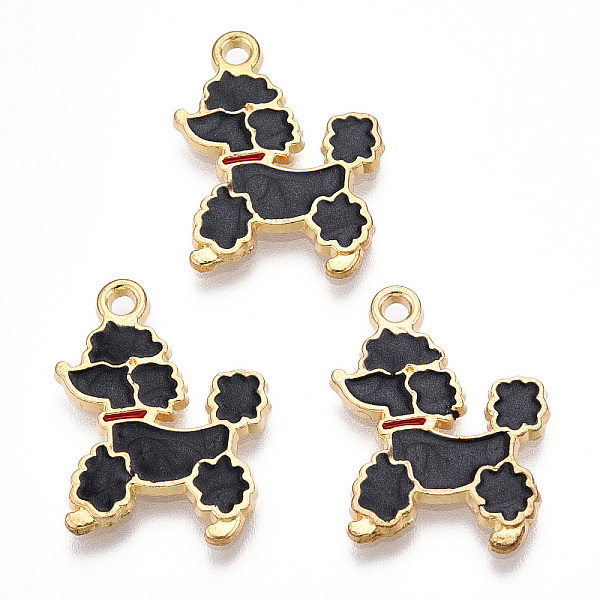 

PandaHall Alloy Enamel Pendants, Light Gold, Cadmium Free & Nickel Free & Lead Free, Poodle Charm, Black, 20.5x16.5x1.5mm, Hole: 1.6mm...