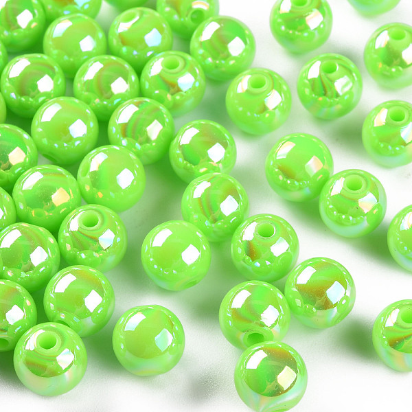 

PandaHall Opaque Acrylic Beads, AB Color Plated, Round, Lime, 10x9mm, Hole: 2mm Acrylic Round Green