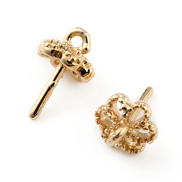 

PandaHall Brass Peg Bails Pendants, For Half Drilled Beads, Flower, Real 14K Gold Plated, 8.5mm, Hole: 0.8mm, Pin: 1mm Brass