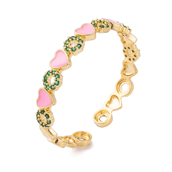 

PandaHall Brass Pave Cubic Zirconia Open Cuff Bangles for Women, with Enamel, Real 18K Gold Plated, Heart, Inner Diameter: 2-1/4 inch(5.6cm)...