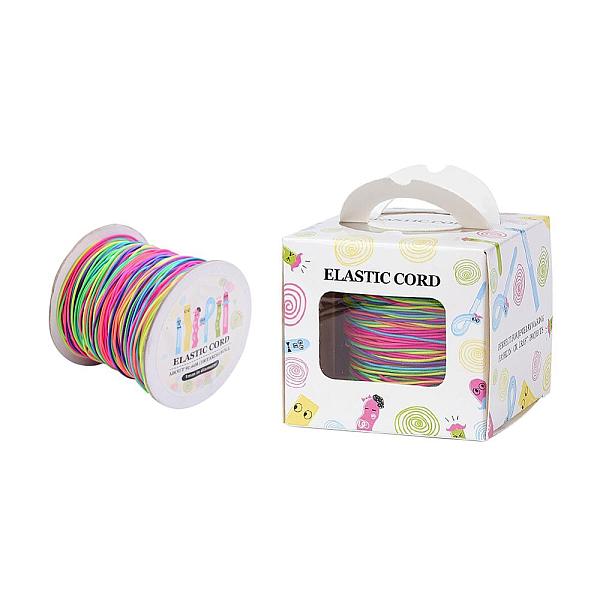 

PandaHall Elastic Cord, with Nylon Outside and Rubber Inside, Round, Colorful, 1mm, 109.36yards/roll(100m/roll) Elastic Fibre Round