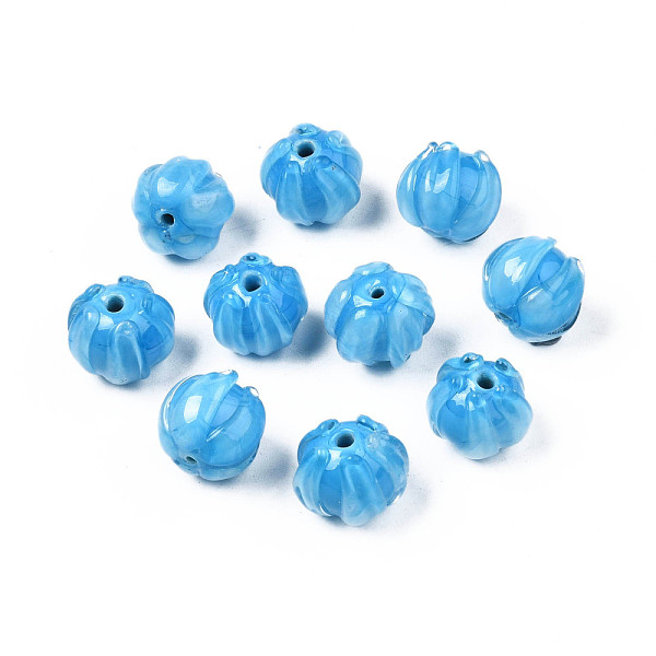 

PandaHall Handmade Lampwork Beads, Flower, Deep Sky Blue, 10~11x11.5~12.5mm, Hole: 1.2mm Lampwork Flower
