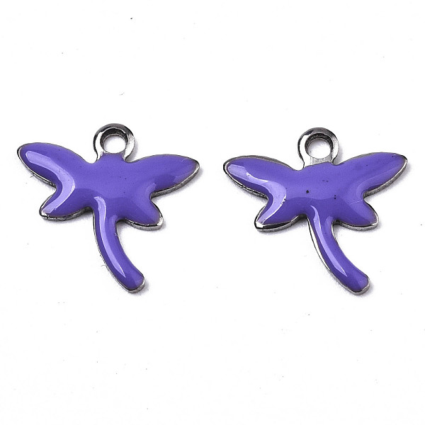 

PandaHall 201 Stainless Steel Enamel Charms, Dragonfly, Stainless Steel Color, Medium Slate Blue, 11.5x12x1.5mm, Hole: 1.2mm Stainless..., Purple
