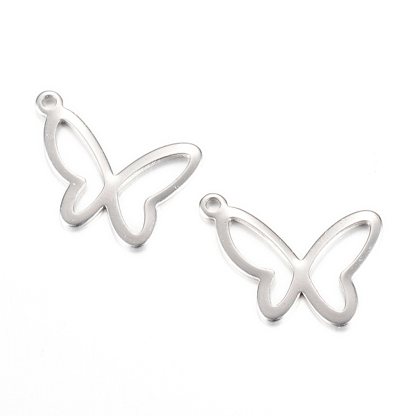 

PandaHall 304 Stainless Steel Pendants, Butterfly, Stainless Steel Color, 14x19x1mm, Hole: 1mm 304 Stainless Steel Butterfly