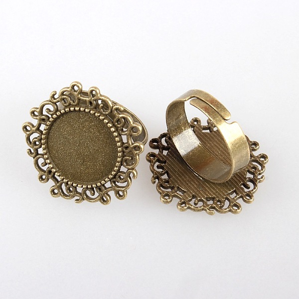 

PandaHall Vintage Adjustable Iron Flower Finger Ring Components Alloy Cabochon Bezel Settings, Cadmium Free & Nickel Free & Lead Free...