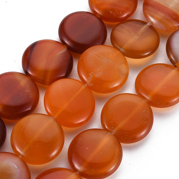 

PandaHall Natural Red Agate Beads Strands, Flat Round, 15x5~6mm, Hole: 1.4mm, about 25~26pcs/strand, 15.16~15.35 inch(38.5~39cm) Red Agate...
