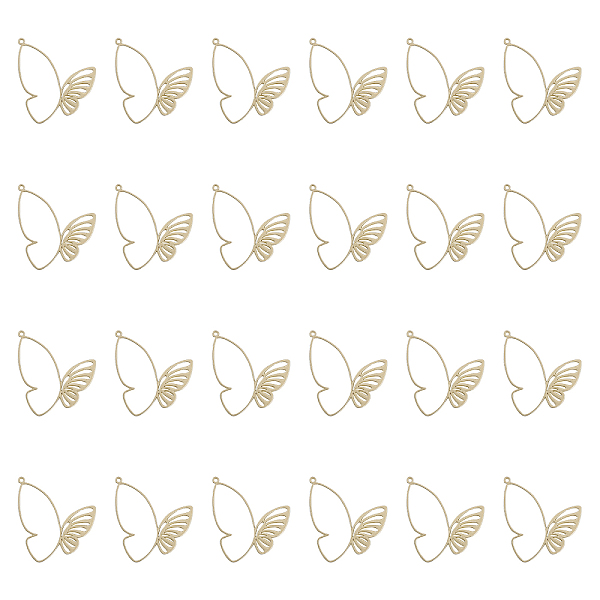 

PandaHall CHGCRAFT 24Pcs Rack Plating Alloy Pendants, Butterfly Charms, Golden, 39.5x36.5x1mm, Hole: 1.4mm Alloy Butterfly