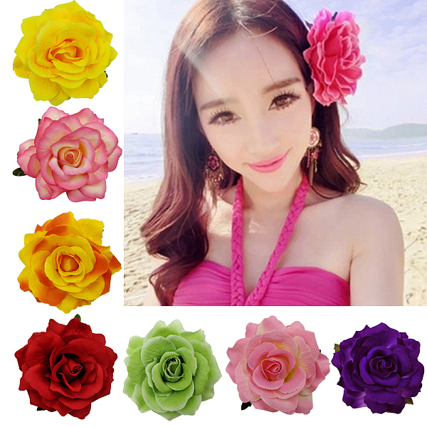 

PandaHall Cloth Flower Alligator Hair Clips, with Iron Alligator Clips, Mixed Color, 110mm Cloth Multicolor