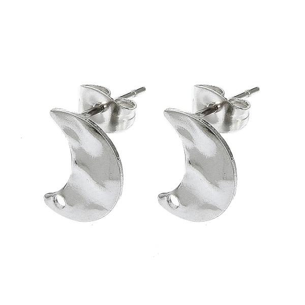 

PandaHall 304 Stainless Steel Stud Earring Findings, Moon, 12x9mm, Hole: 1.4mm, Pin: 10.5x0.5mm 304 Stainless Steel Moon