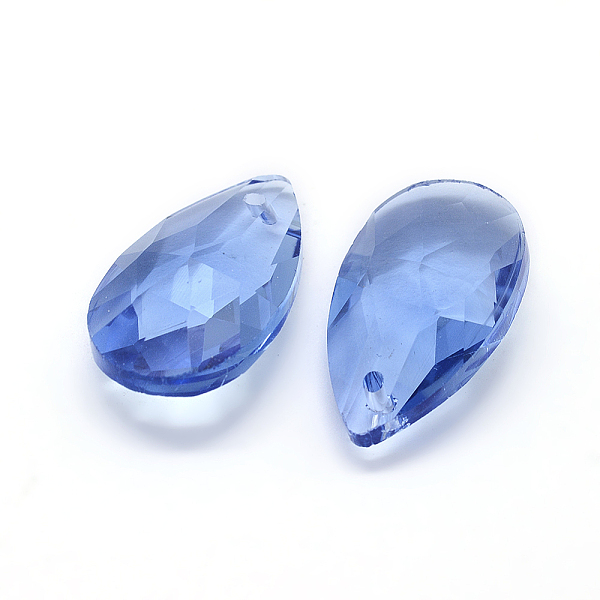 

PandaHall Faceted Glass Pendants, Teardrop, Royal Blue, 22x13x8.5mm, Hole: 1mm Glass Teardrop Blue
