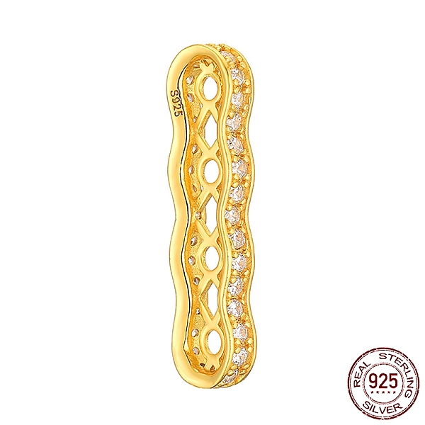 

PandaHall 4 Hole 925 Sterling Silver Multi-Strand Links, Cubic Zirconia Spacer Bars, with S925 Stamp, Real 18K Gold Plated, 25.7x7x3mm, Hole..., Clear