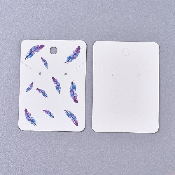 

PandaHall Cardboard Earring Display Cards, Rectangle with Feather Pattern, Colorful, 7.2x5.1x0.05cm Paper Rectangle