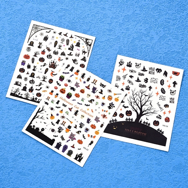 

PandaHall Halloween Nail Stickers, Self-Adhesive Skull Bat Haunted House Nail Design Art, for Nail Toenails Tips Decorations, Mixed Patterns...