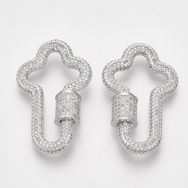 

PandaHall Brass Micro Pave Clear Cubic Zirconia Screw Carabiner Lock Charms, for Necklaces Making, Cross, Platinum, 36x22.5x4mm, Screw...