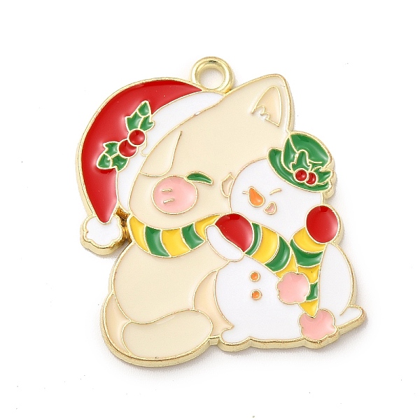 

PandaHall Christmas Theme Alloy Enamel Pendants, Light Gold, Cat Charm, Snowman Pattern, 30x27x1.5mm, Hole: 2.1mm Alloy+Enamel Snowman..., Yellow