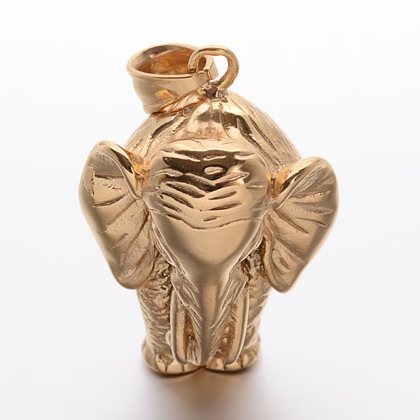 

PandaHall 304 Stainless Steel Elephant Pendants, Golden, 38x26.5~27x23mm, Hole: 6x8mm 304 Stainless Steel Elephant
