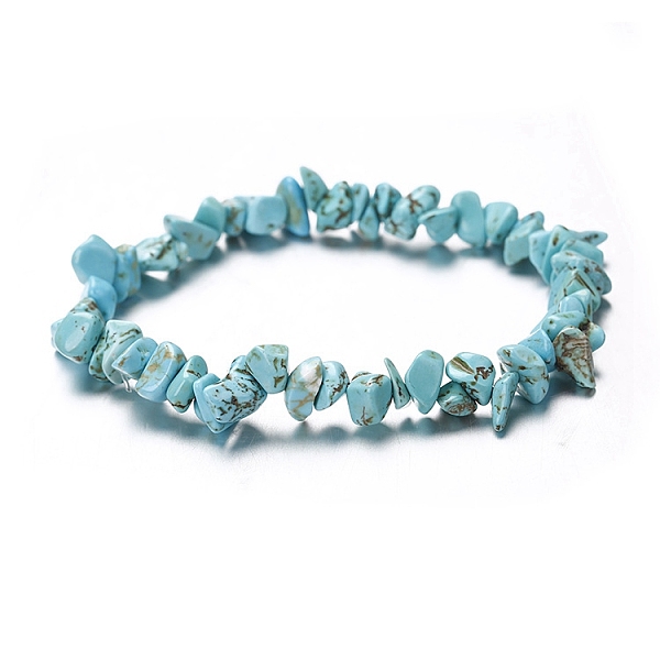

PandaHall Synthetic Turquoise Chips Beaded Stretch Bracelet for Women, 6-3/4~8-5/8 inch(17~22cm) Synthetic Turquoise