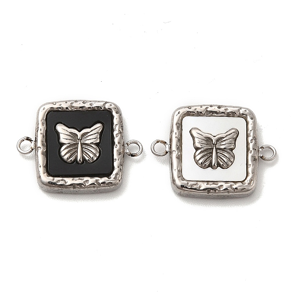 

PandaHall 304 Stainless Steel Connector Charms, with Black Acrylic & Shell, Square Links with Butterfly, Stainless Steel Color, 13x17x3mm...