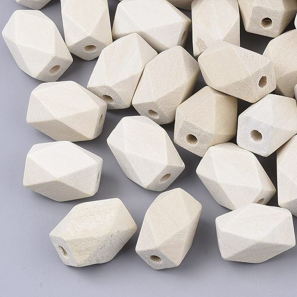 

PandaHall Unfinished Wood Beads, Natural Wooden Beads, Faceted, Polygon, PapayaWhip, 22x14.5x14mm, Hole: 3.5~4mm Schima Wood Polygon Orange