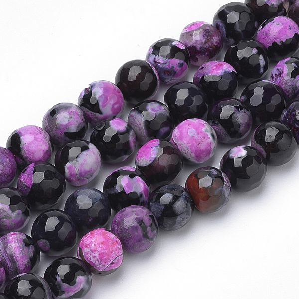 

PandaHall Dyed Natural Fire Crackle Agate Beads Strands, Two-Tone Color, Faceted, Round, Violet, 6~6.5mm, Hole: 1mm, about 63pcs/strand..., Purple