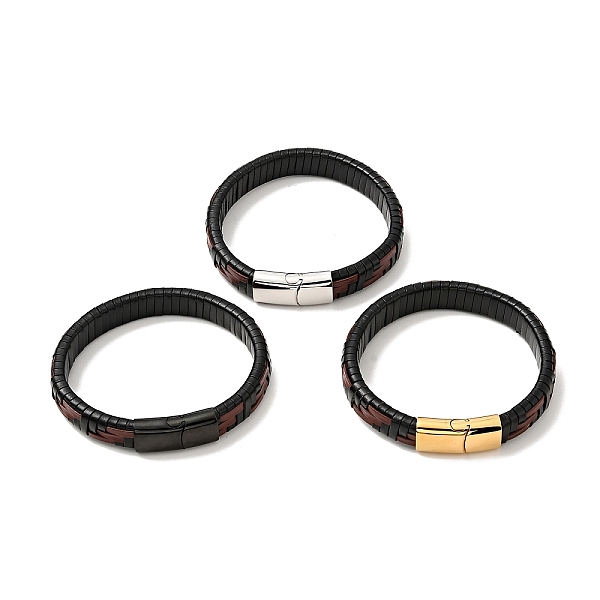 

PandaHall Leather Braided Rectangle Cord Bracelet with 304 Stainless Steel Magnetic Clasps for Men Women, Mixed Color, 8-5/8 inch(22cm)...