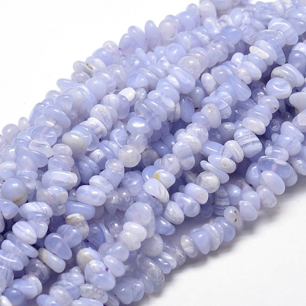 

PandaHall Natural Blue Lace Agate Chip Beads Strands, 5~14x4~10mm, Hole: 1mm, about 15.5 inch~16.1 inch Blue Lace Agate Chip