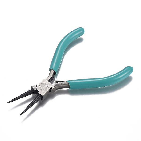PandaHall 45# Carbon Steel Jewelry Pliers, Round Nose Pliers, Polishing, Gunmetal, Turquoise, 11.85x8.1x0.7cm Carbon Steel Green