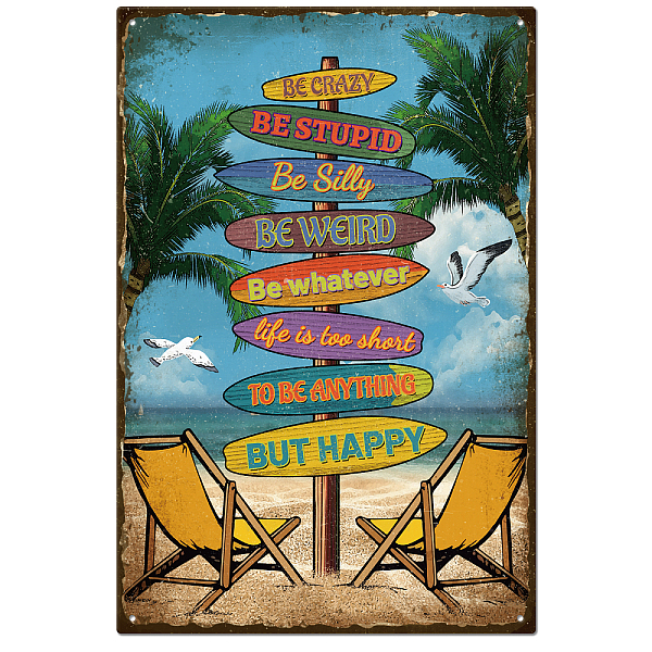 

PandaHall Vintage Metal Tin Sign, Iron Wall Decor for Bars, Restaurants, Cafes Pubs, Rectangle, Beach Pattern, Word, 300x200x0.5mm Iron Word