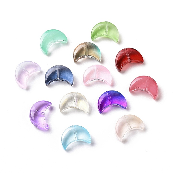 

PandaHall Transparent Spray Painted Glass Beads, Crescent Moon, Mixed Color, 14x9.5x5mm, Hole: 1mm Glass Moon Multicolor