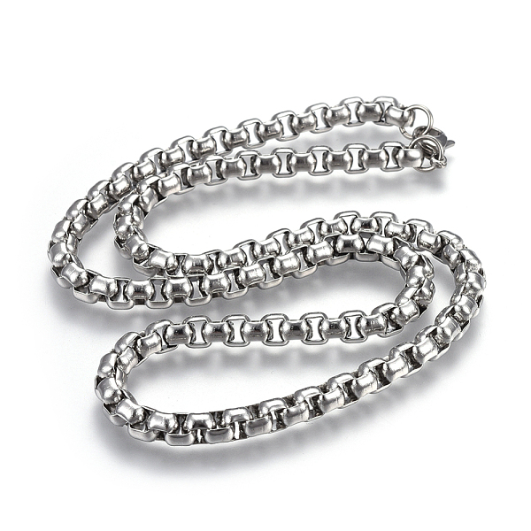 

PandaHall 304 Stainless Steel Box chain Necklaces, with Lobster Claw Clasps, Stainless Steel Color, 19.7 inch(50cm), 6mm 304 Stainless Steel