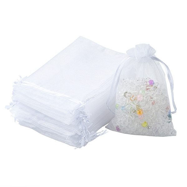 

PandaHall Organza Bags Jewellery Storage Pouches, Wedding Favour Party Mesh Drawstring Gift Bags, White, 15x10cm Organza Rectangle White