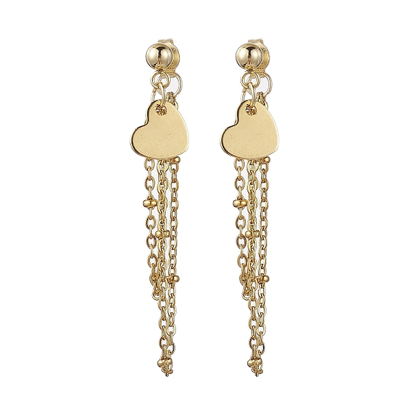 

PandaHall Golden 304 Stainless Steel Stud Earrings, Cable Chains Drop Earrings, Heart, 46mm 304 Stainless Steel Heart