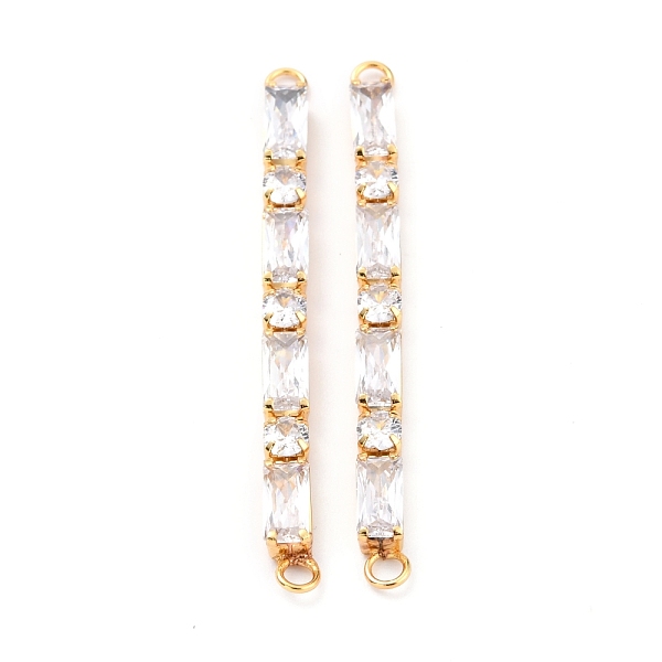 

PandaHall Brass Clear Cubic Zirconia Links Connectors, Long-Lasting Plated, Rectangle & Round, Real 18K Gold Plated, 58x4x4mm, Hole: 2.5mm...