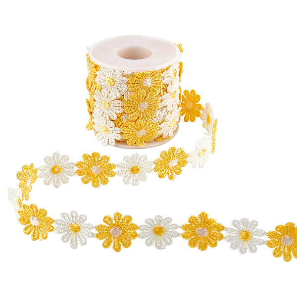 PandaHall Daisy Sun Flower Decorating Polyester Lace Trims, for Sewing and Art Craft Projects, Yellow, 1 inch(25mm), about 7yards, about...