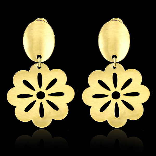 Sakura Brass Dangle Stud Earrings