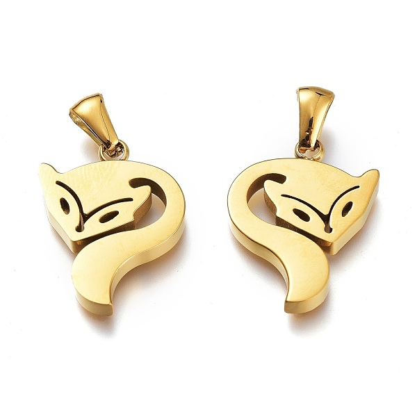 

PandaHall Manual Polishing Ion Plating(IP) 304 Stainless Steel Pendants, Fox, Golden, 21.5x17x3mm, Hole: 6x2.5mm 304 Stainless Steel Fox