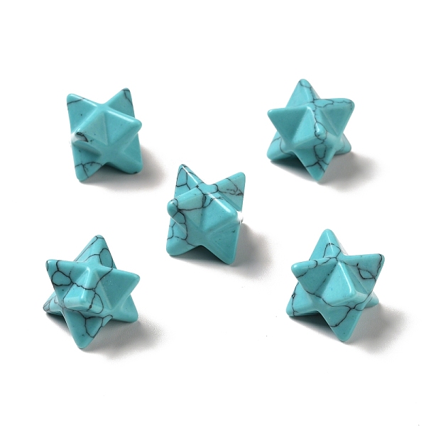 PandaHall Synthetic Turquoise Beads, No Hole/Undrilled, Merkaba Star, 12.5~13x12.5~13x12.5~13mm Synthetic Turquoise Star