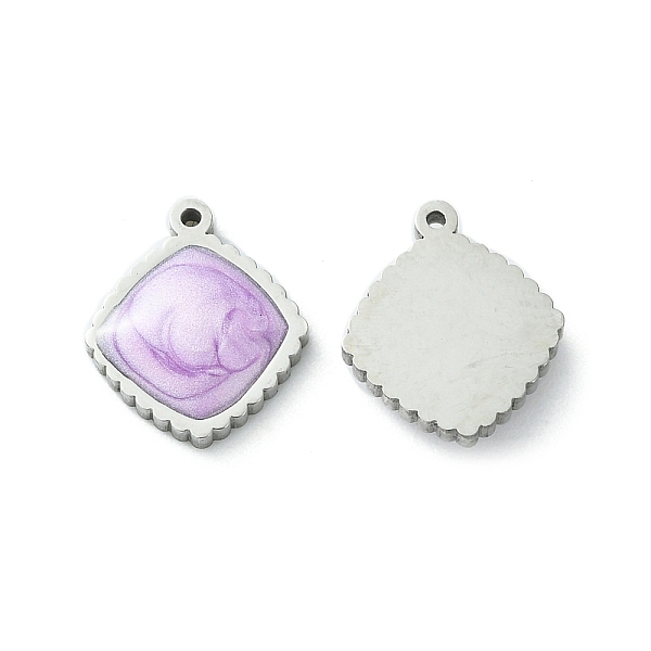 

PandaHall 304 Stainless Steel Manual Polishing Charms, with Enamel, Rhombus, Stainless Steel Color, 11.5x10x2.5mm, Hole: 0.8mm Stainless..., Purple