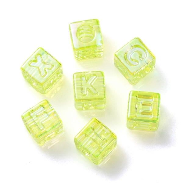 

PandaHall UV Plating Rainbow Iridescent Acrylic Beads, Square, Green Yellow, 12x12x12mm, Hole: 7mm Acrylic Square