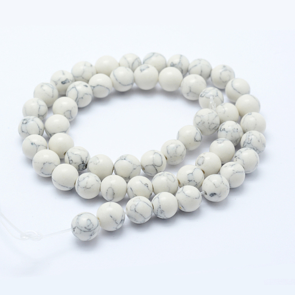 

PandaHall Synthetic Howlite Bead Strand, Dyed, Round, White, 10mm, Hole: 1mm, about 40pcs/strand, about 15 inch Howlite Round White