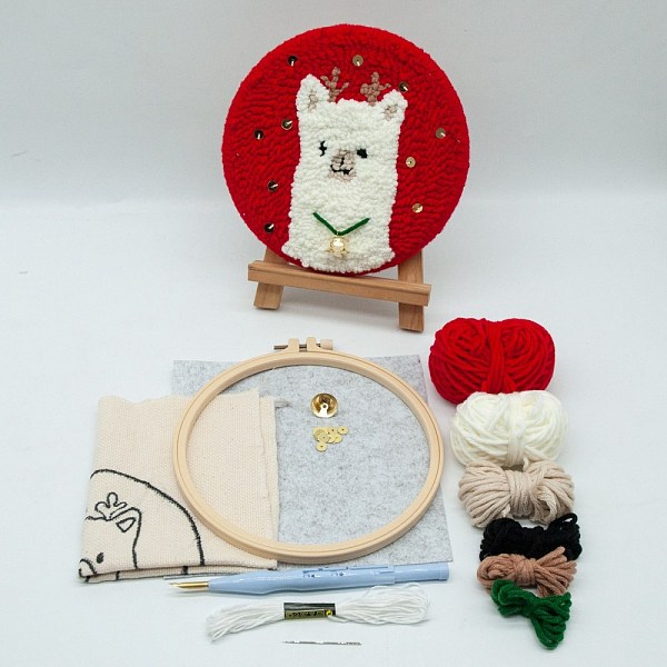 

PandaHall Punch Embroidery Starter Kit, Including Plastic Embroidery Hoop, Alloy Needle, Punch Needle Pen, Fabric, Felt, Threader, Water..., Multicolor