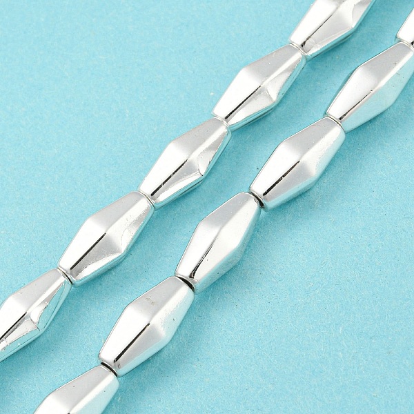 

PandaHall Electroplated Synthetic Non-magnetic Hematite Beads Strands, Rhombus, Silver Plated, 12~12.3x5.2~5.8x5.2~5.8mm, Hole: 1.2mm, about...