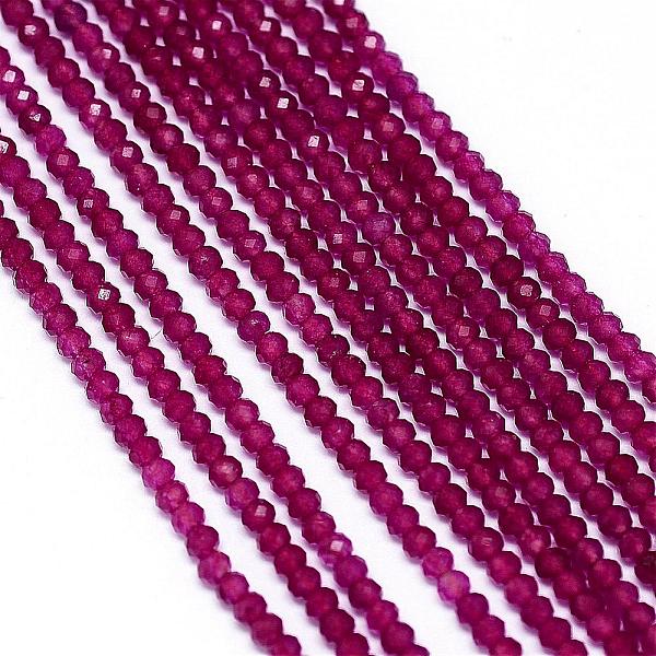 

PandaHall Natural White Jade Bead Strands, Faceted, Dyed, Round, 2.5x2mm, Hole: 0.5mm, about 175pcs/strand, 13.3 inch(340mm) White Jade..., Red