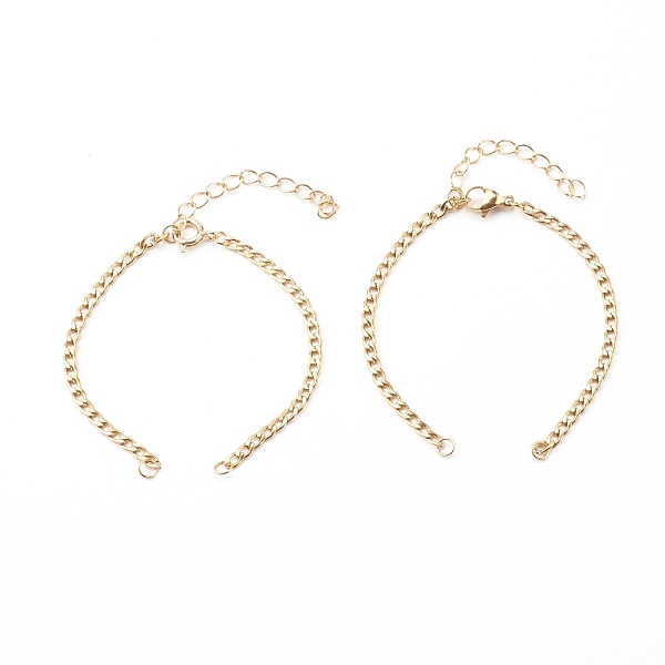 

PandaHall 2Pcs 304 Stainless Steel Twisted Chain Bracelet Making, with Clasps and Jump Rings, Golden, 6-1/8 inch(15.5cm), 2pcs/set Brass