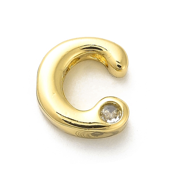

PandaHall Rack Plating Brass Cubic Zirconia Beads, Long-Lasting Plated, Lead Free & Cadmium Free, Alphabet, Letter C, 12.5x12x4.8mm, Hole..., Clear