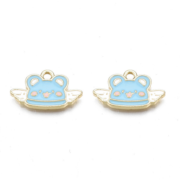 

PandaHall Alloy Enamel Pendants, Cadmium Free & Nickel Free & Lead Free, Light Gold, Bear with Wing, Light Sky Blue, 11.5x19.5x1.5mm, Hole...