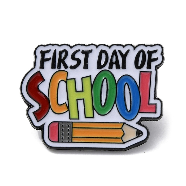 

PandaHall Campus Theme Alloy Enamel Pins, Word First Day of School Brooch, for Backpack, Clothes, Colorful, 22x30x1.5mm Alloy+Enamel Word