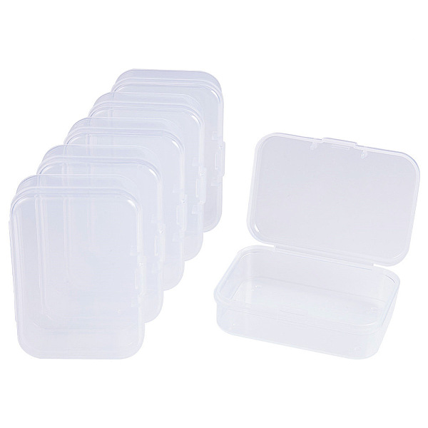 PandaHall BENECREAT 10 pack rectangle Clear Plastic Bead Storage Containers Box Case with Flip-Up Lids for Pills,Herbs,Tiny Bead,Jewerlry...