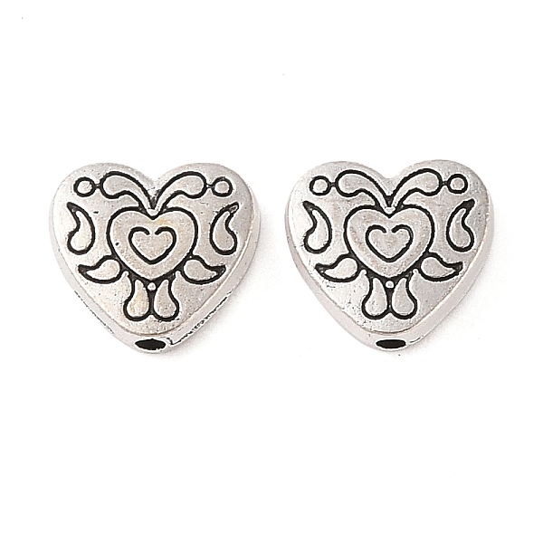 

PandaHall Tibetan Style Alloy Beads, Cadmium Free & Lead Free, Heart, Antique Silver, 10x11x3.2mm, Hole: 1.5mm, about 671pcs/1000g Alloy...