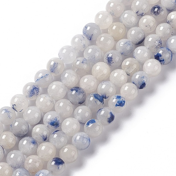 Natural Blue White Dumortierite Round Beads Strands